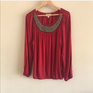 Max Studio Red Long Sleeve Top Size XL